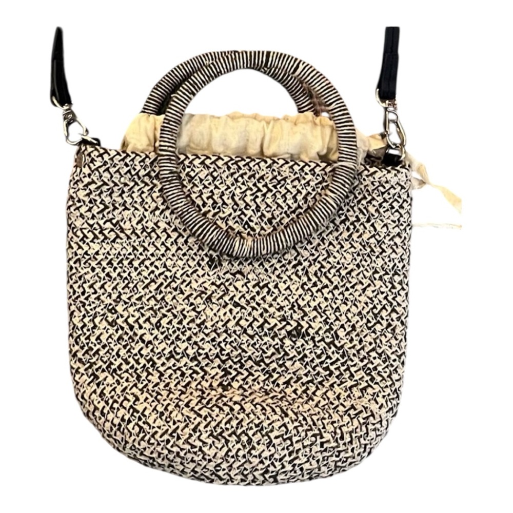 Zara Woman Mini Braided Tote with Round Handles Removable Strap Crossbody